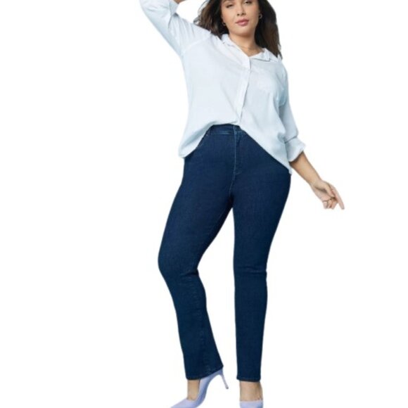 NYDJ Womens Curve 360 Shaper Marilyn Straight Jeans in Melville Wash Plus 22 New - Picture 1 of 2